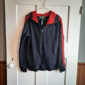 LRL Ralph Lauren Black Red Zip Up Athletic Hoodie SMALL